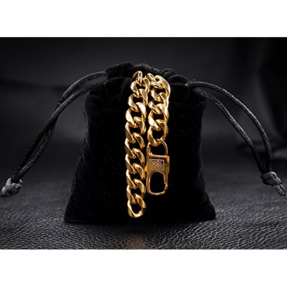 Mens "Marc" Real 18K Gold Plated Cuban Bracelet - Picture 2 of 5